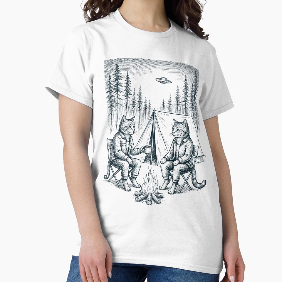 Vintage Cat Camping UFO Animal Lover by TerryConnells