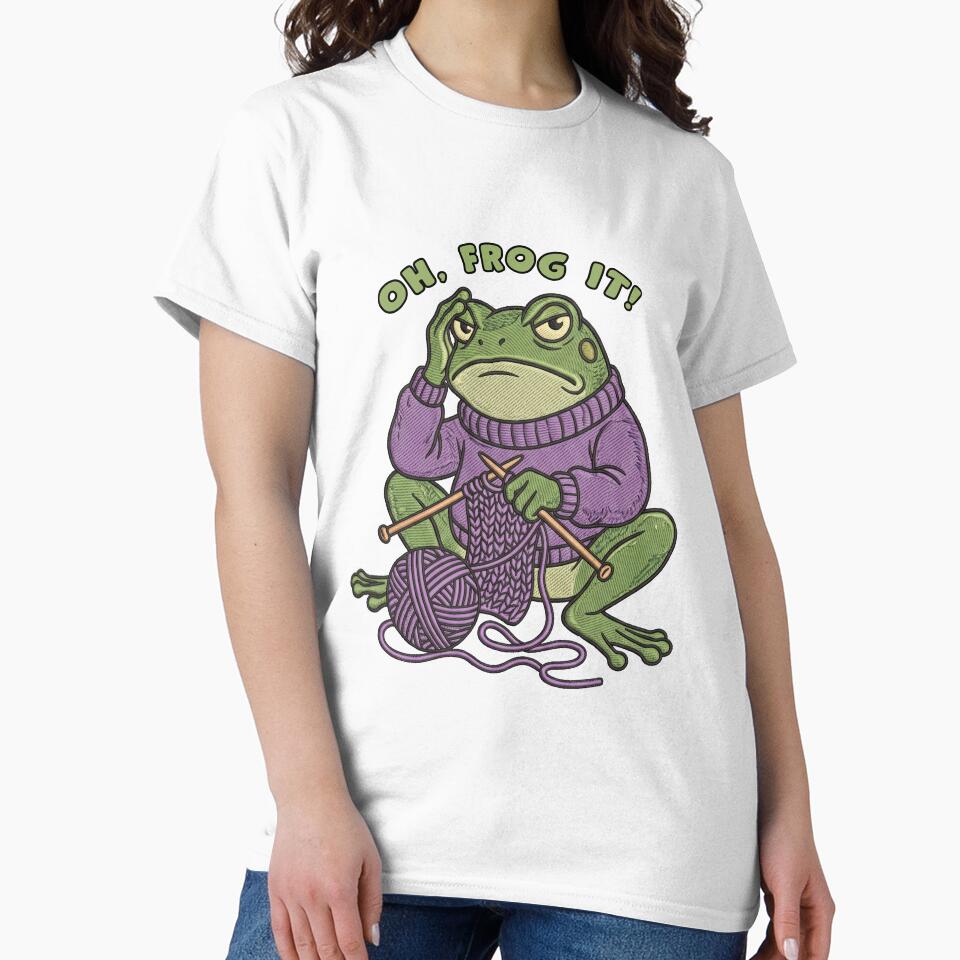 Oh Frog It Funny Knitting Toad Yarn Pun by TeeARTHY