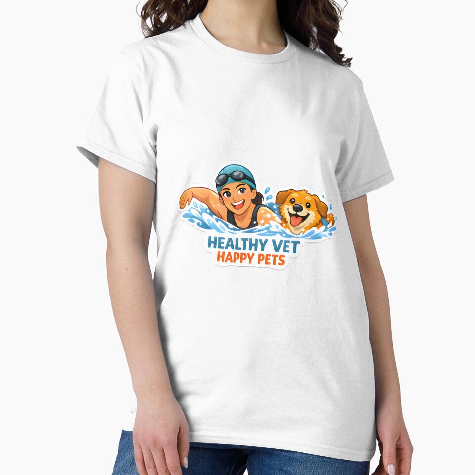 Healthy Vet Happy Pets Swimming Shirt | Veterinary Fitness Lifestyle Collection Design by Bettybee00