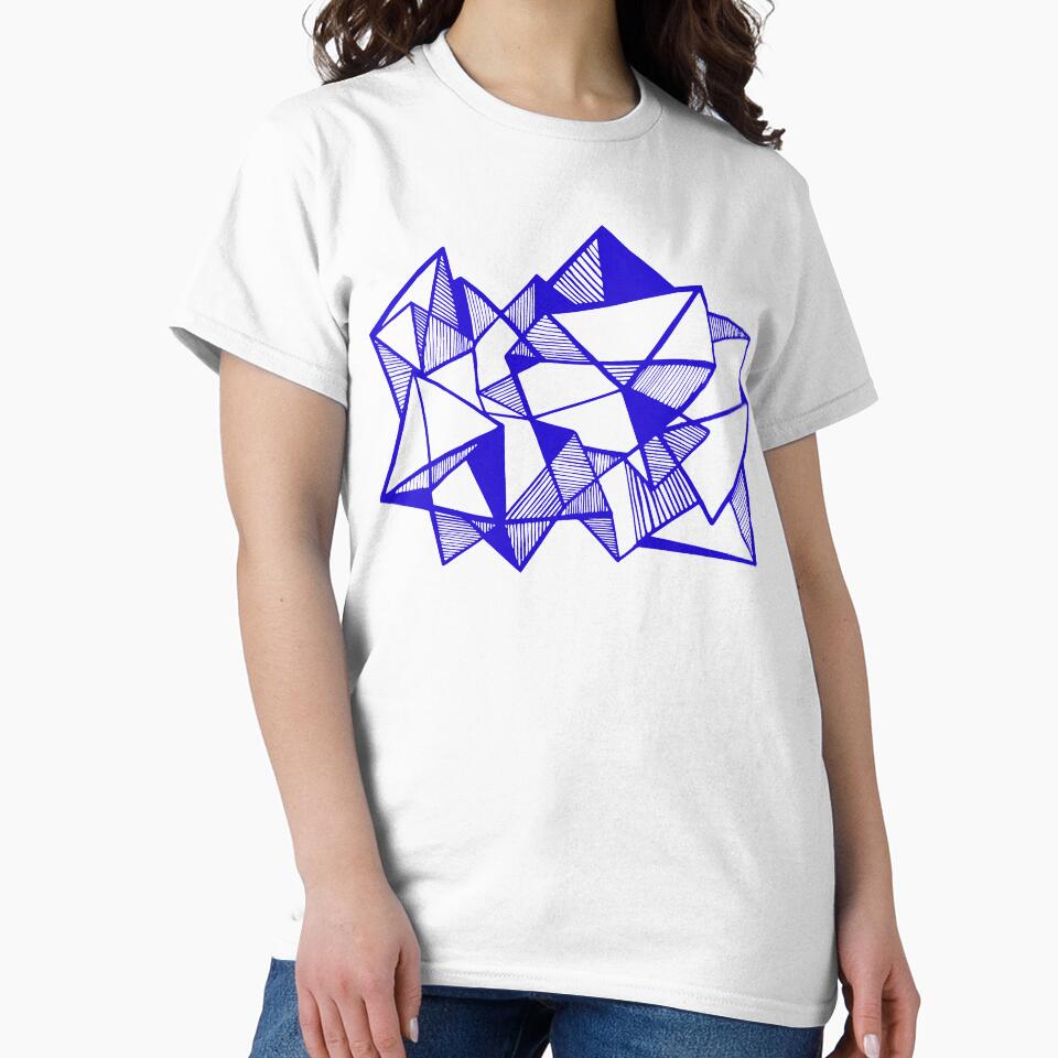 Blue Geometric abstract triangles by Carolina Salazar