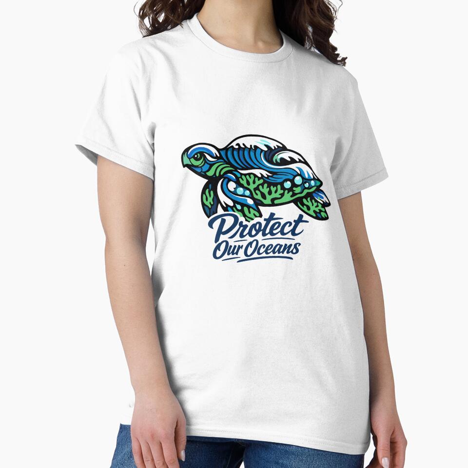 Sea Turtle Wave Coral Ocean Conservation Art by Nuvoro Eco Awareness
