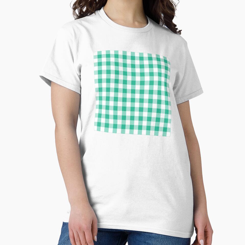 Mint Leaf Gingham Print Pattern by Flip & Flop