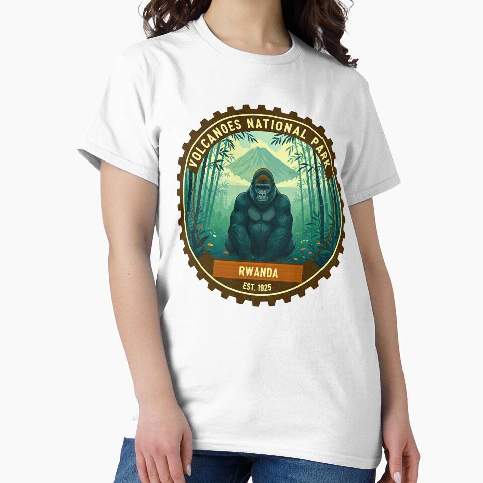 Volcanoes National Park Rwanda Vintage Mountain Gorilla Safari by MT-Hub | Cute Aesthetic Art, Stickers & Phone Cases