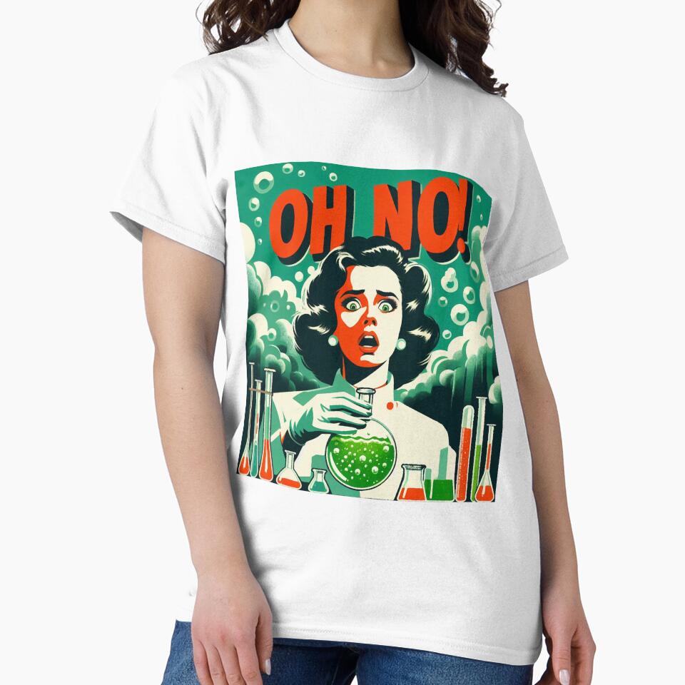 Retro science fiction Woman scientist "Oh no!" 1960s by RESToRAPTOR
