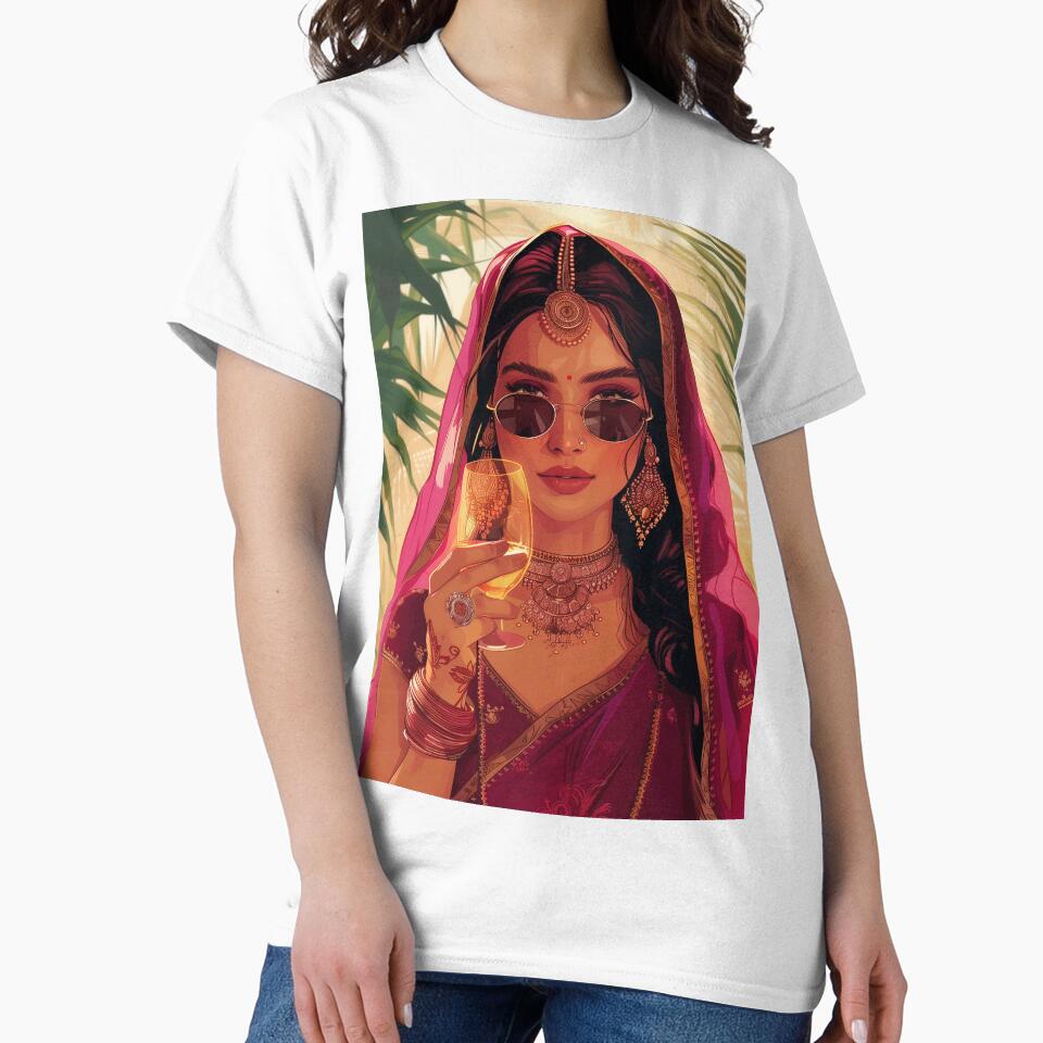 Modern Indian Woman Drinking Art by Rockwpapart