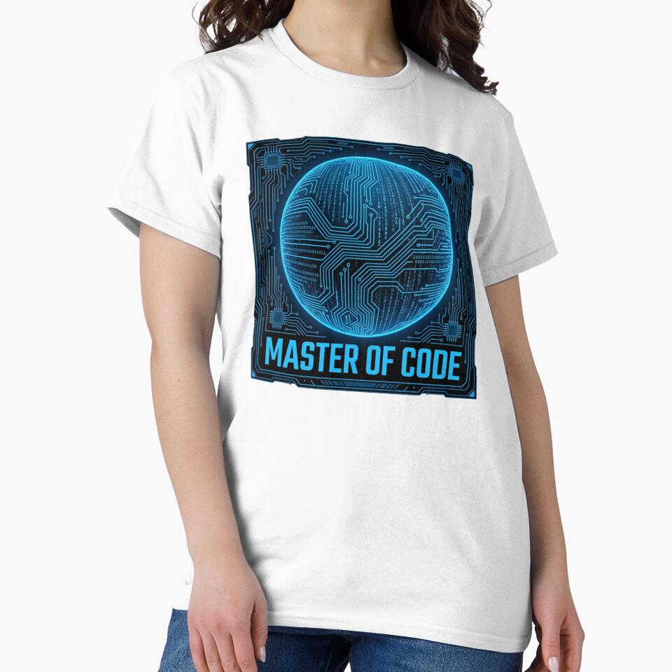 Master of Code Futuristic Cybernetic Graphic for Tech Professionals by chattsuede