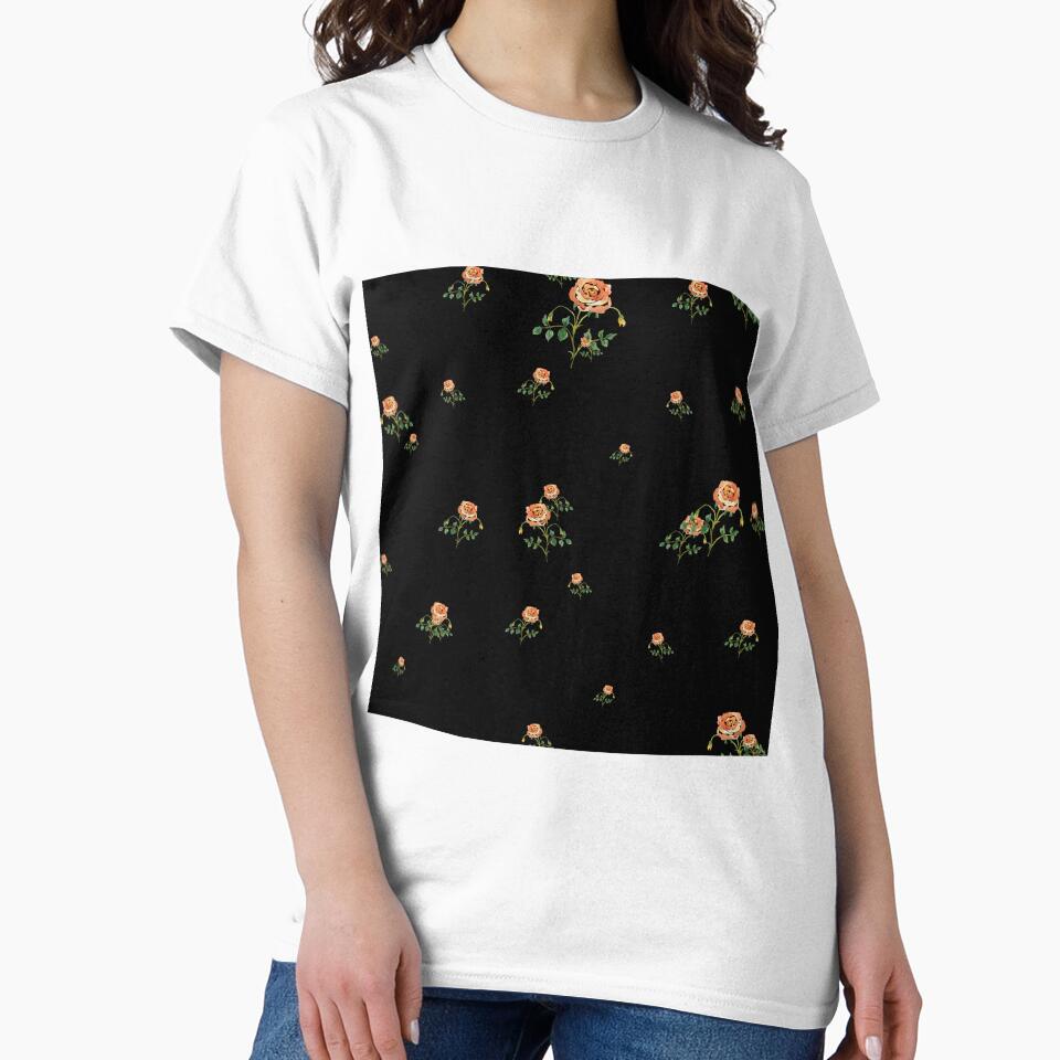 Rose flower ornate cute floral pattern watercolor black by Yana Mustafina | Boho Soulful Designs