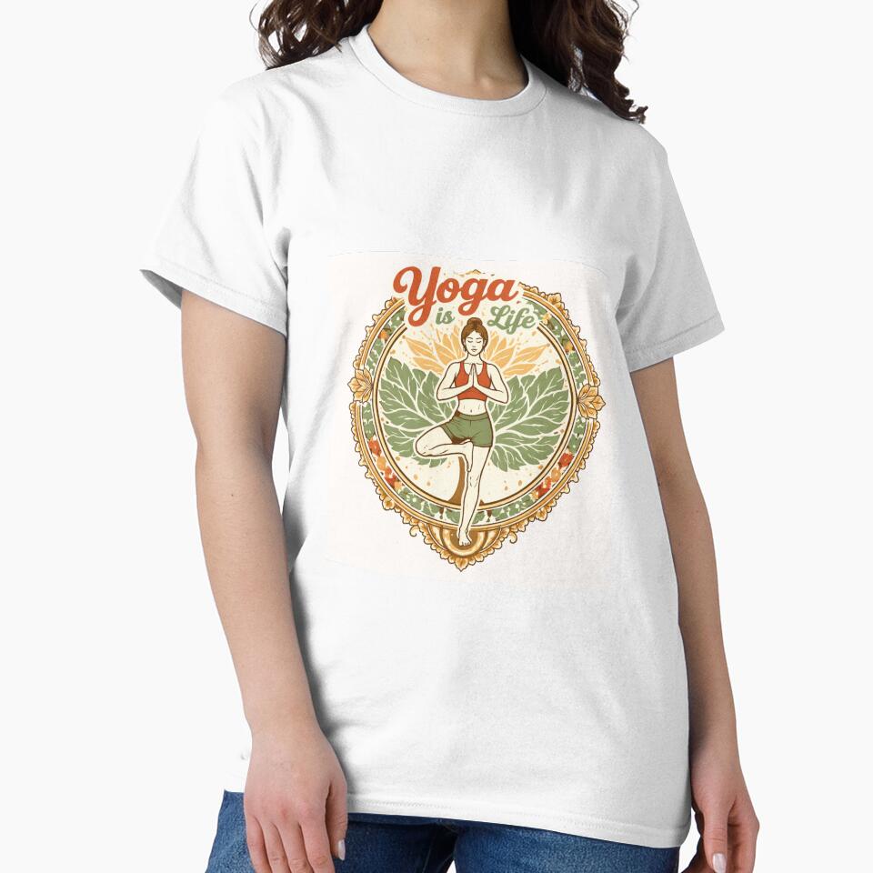 Vintage Yoga Is Life Tree Pose Mandala – Boho Minimalist Line Art Woman – Spiritual Wellness Aesthetic T-Shirt by VINTAGEPUNTEES