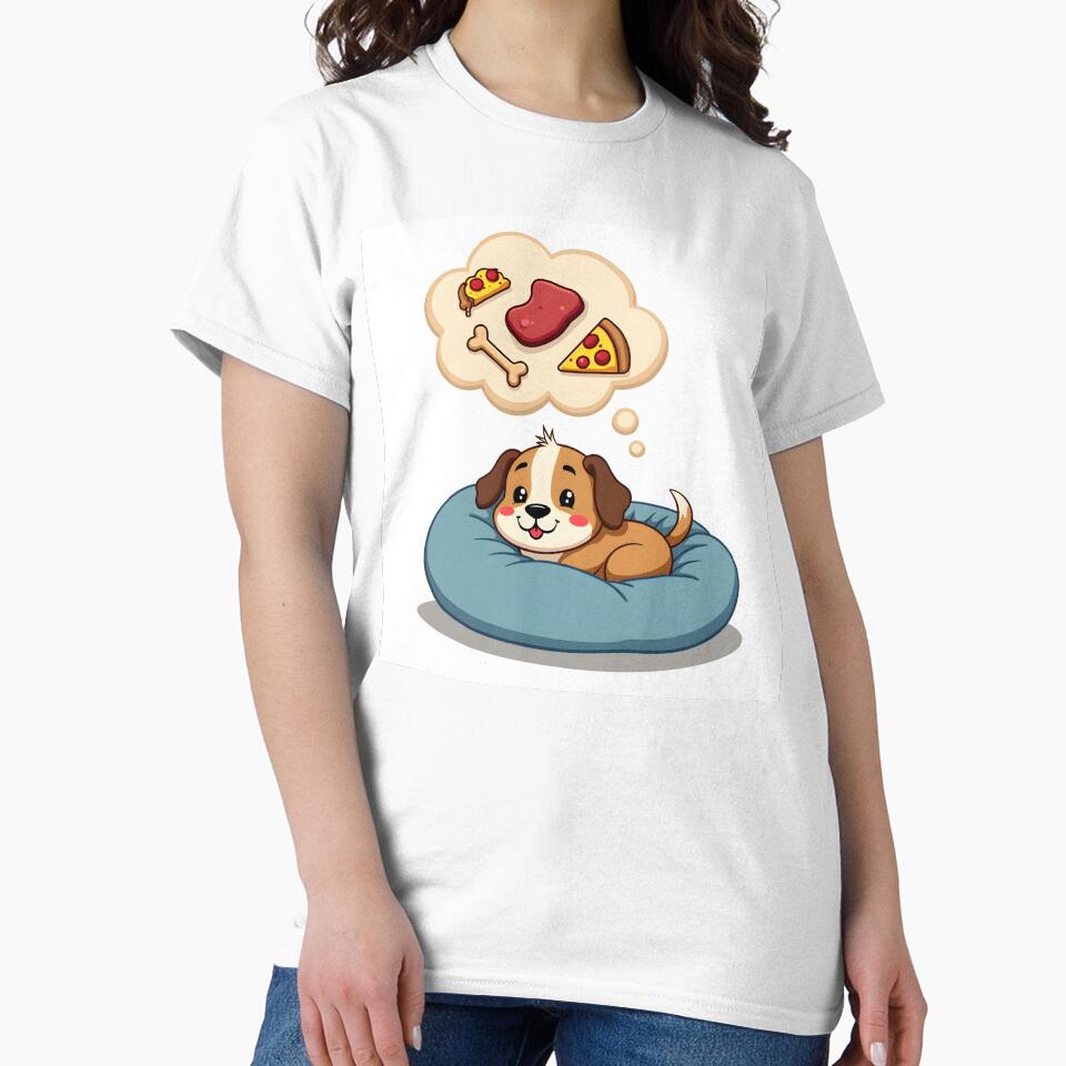 Dreaming of Snacks – Funny Sleeping Dog T-Shirt for Dog Lovers by MilaPrintify