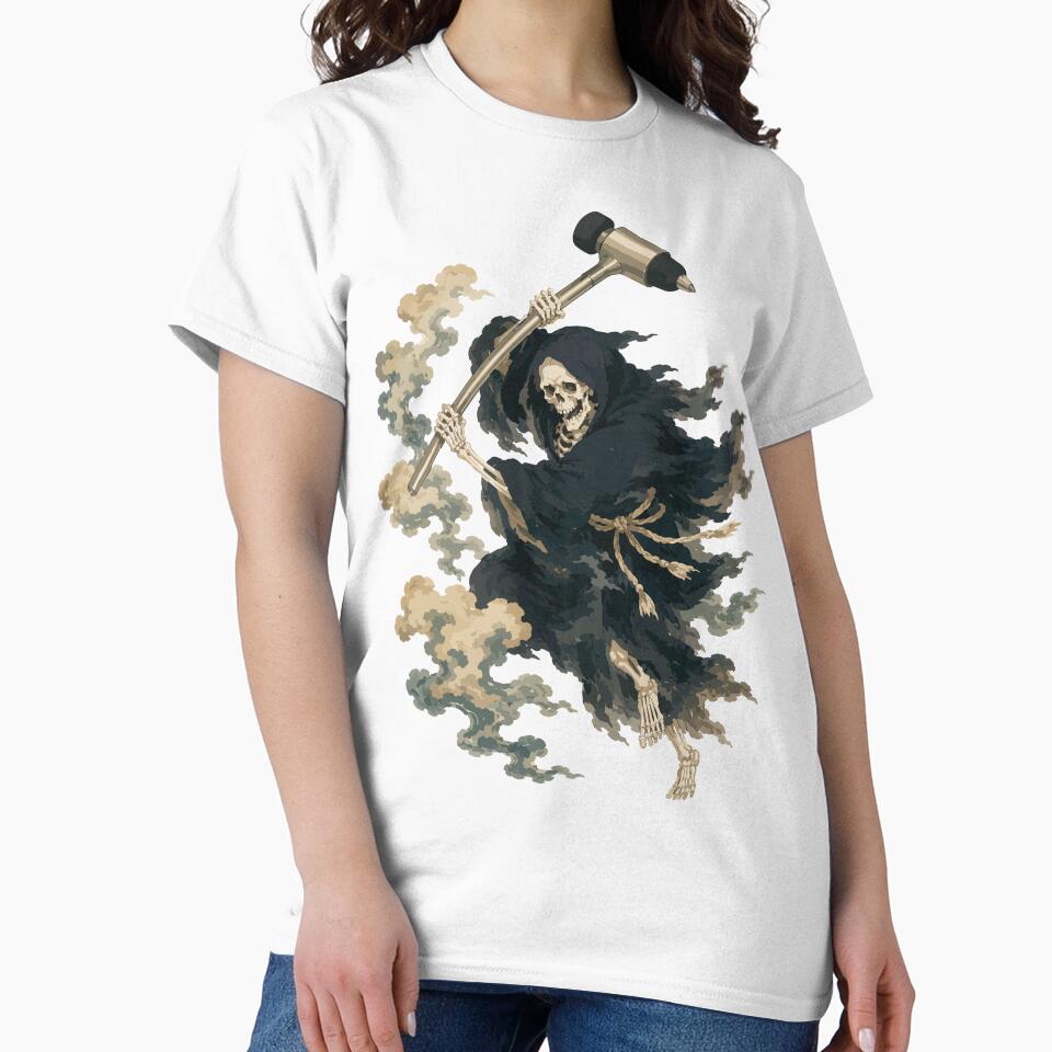 Grim Reaper with Reflex Hammer — Dark Medical Humor Art Tee by medicalkinoko