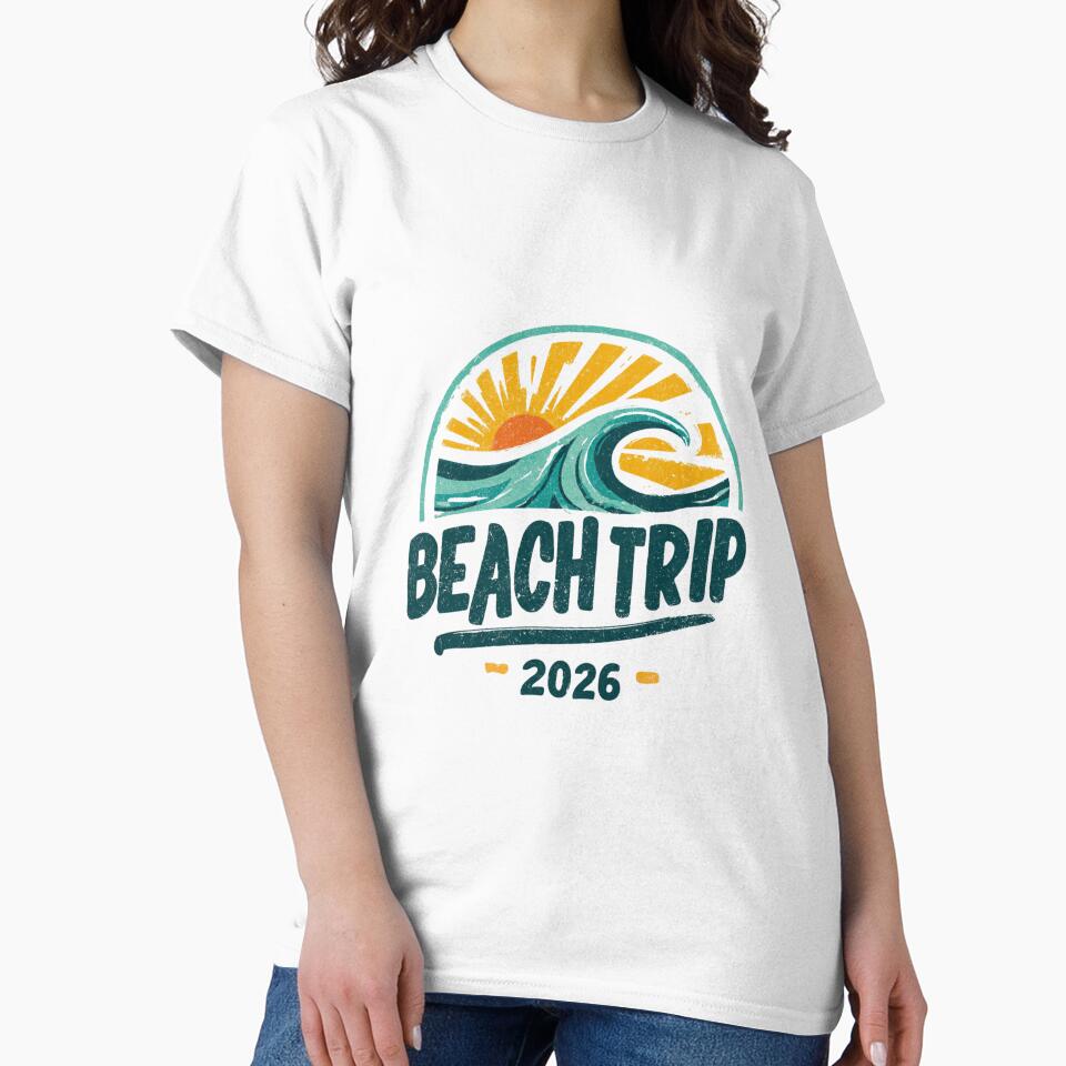 Beach Trip 2026 Vintage Wave Distressed Retro Summer Vacation Shirt by StickerHavenn