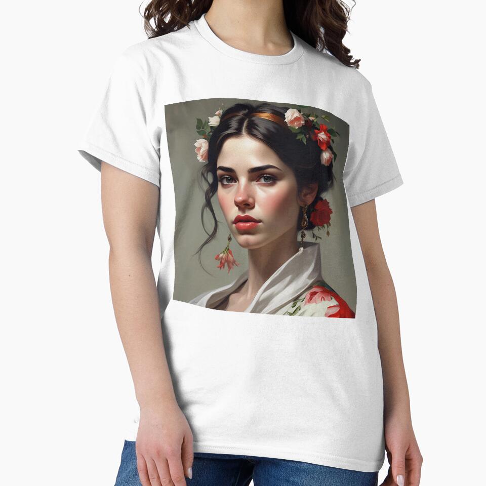 Woman with flowers wall art print by MK26Designs