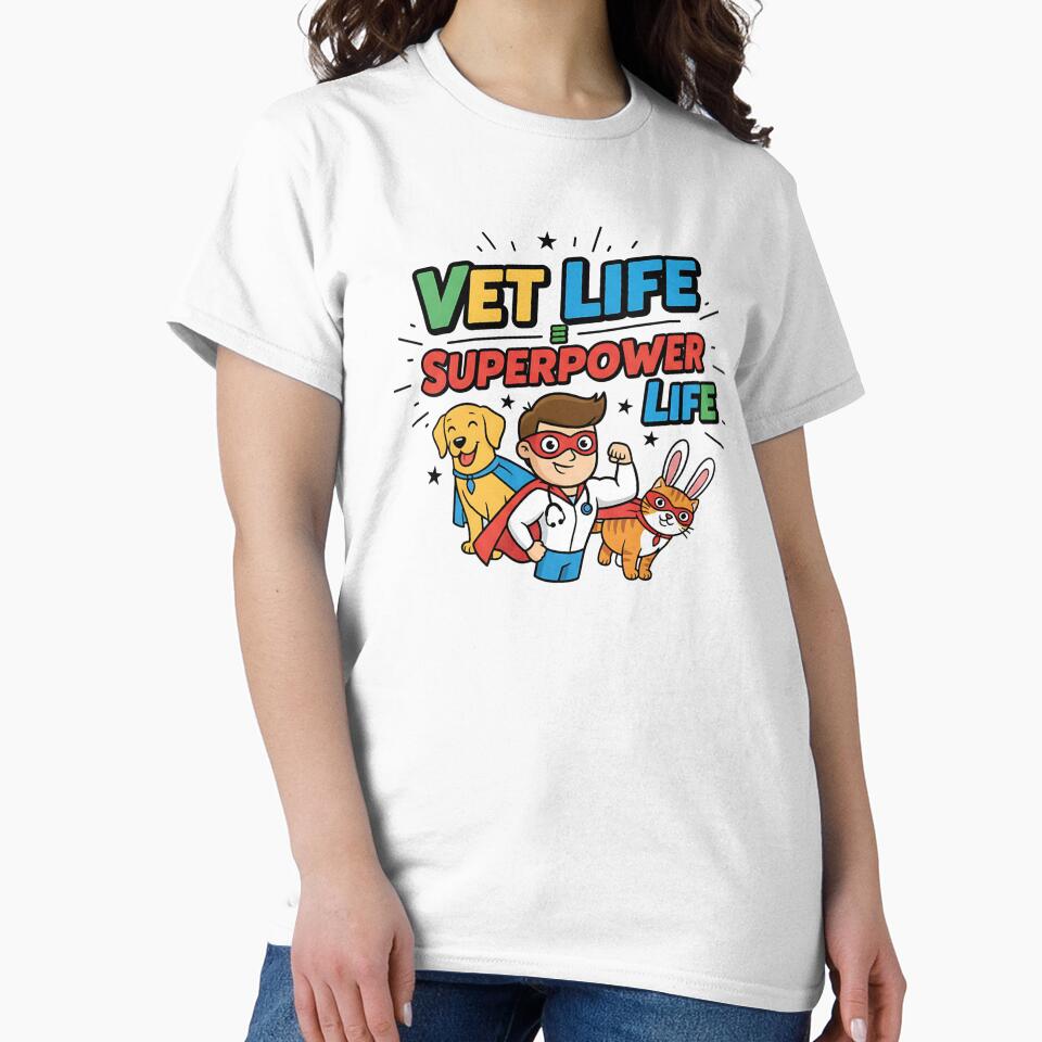 Vet Life = Superpower Life – Funny Veterinarian Shirt by Muzgle