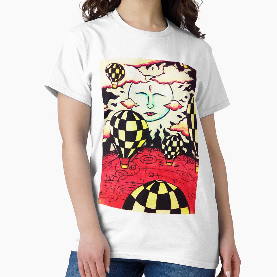 Lunar Voyager - Checkered Hot Air Balloons Over Esoteric Red Landscape by Odd shloox