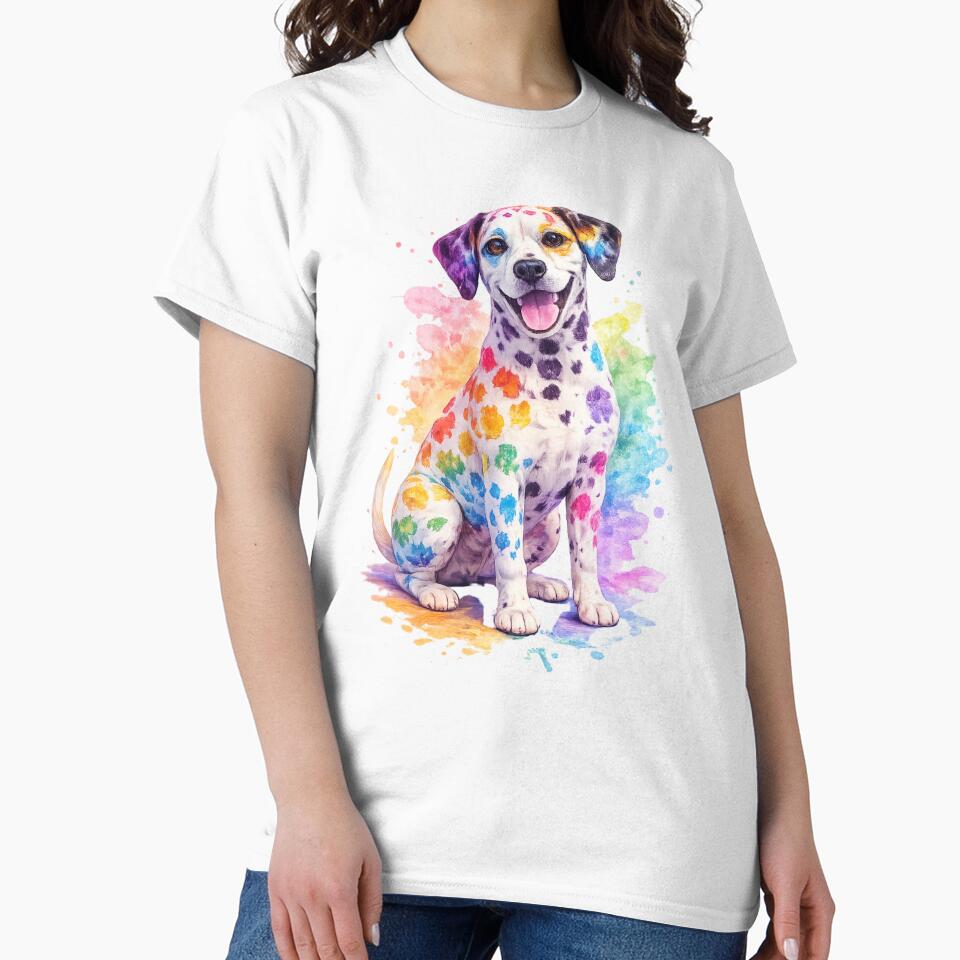 Rainbow Dalmatian Watercolor – Colorful Paint Splatter Dog Art by Silaris Designs