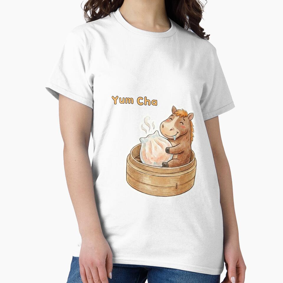 Yum Cha Lover - Cute Horse in Dim Sum Basket by NicoleLeung028