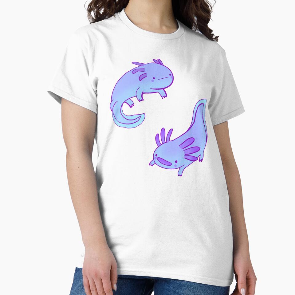Blue axolotls drawing by Mayarart