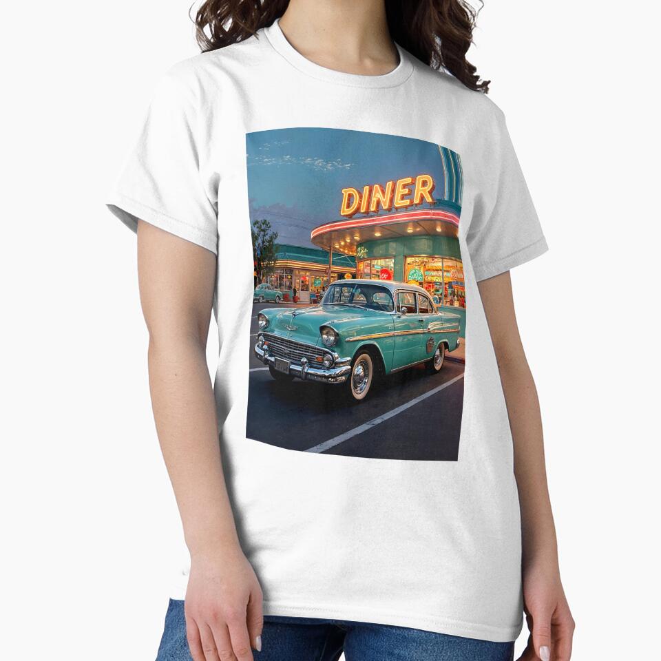 Neon Nights Drive-In – Retro 1950s Diner Car Art by MooLaLa.Store