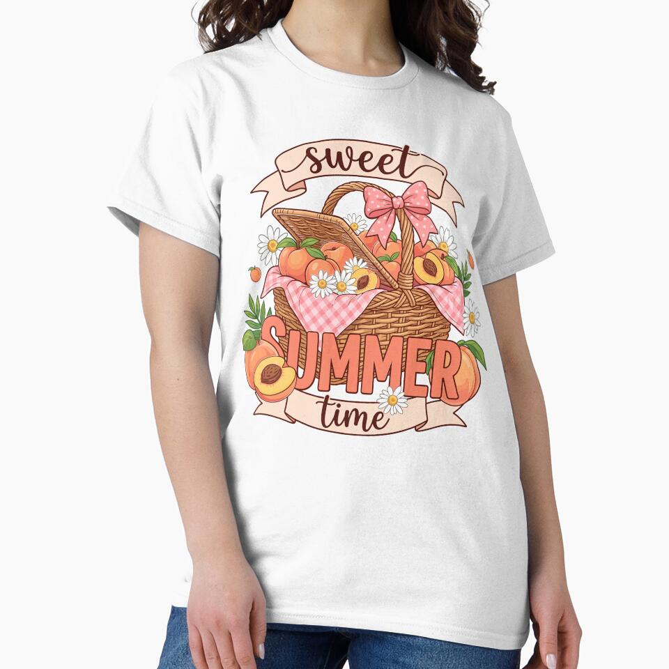 Cute Peach Picnic Basket Summer Time Kids Girls by KroghDs
