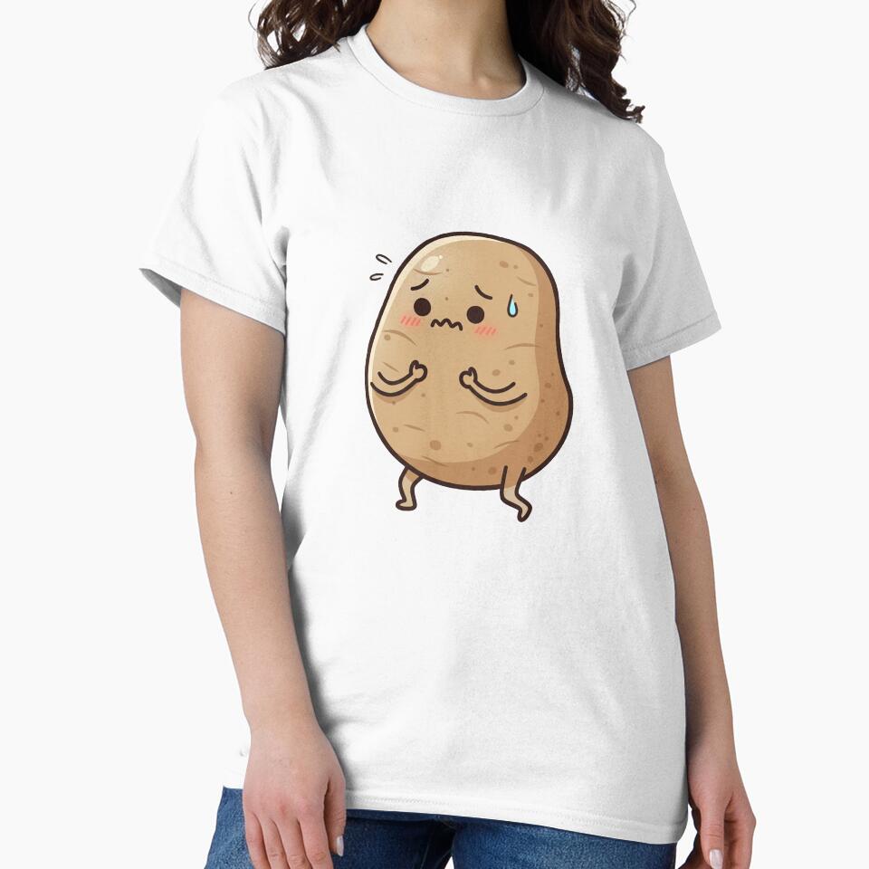 Worried Potato – Funny Anxiety Mascot Art Olive green by Strange Comforts
