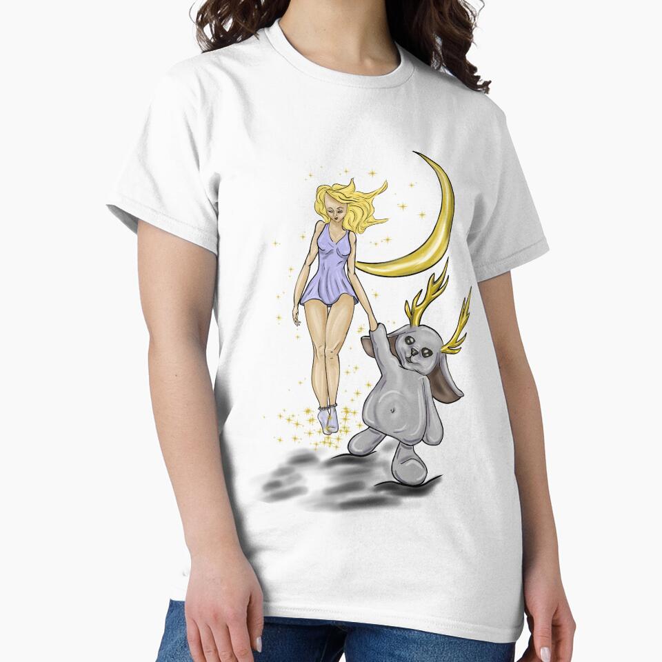 Moonlit Dream – Floating Girl and Spirit Companion by Kmaciulyte94