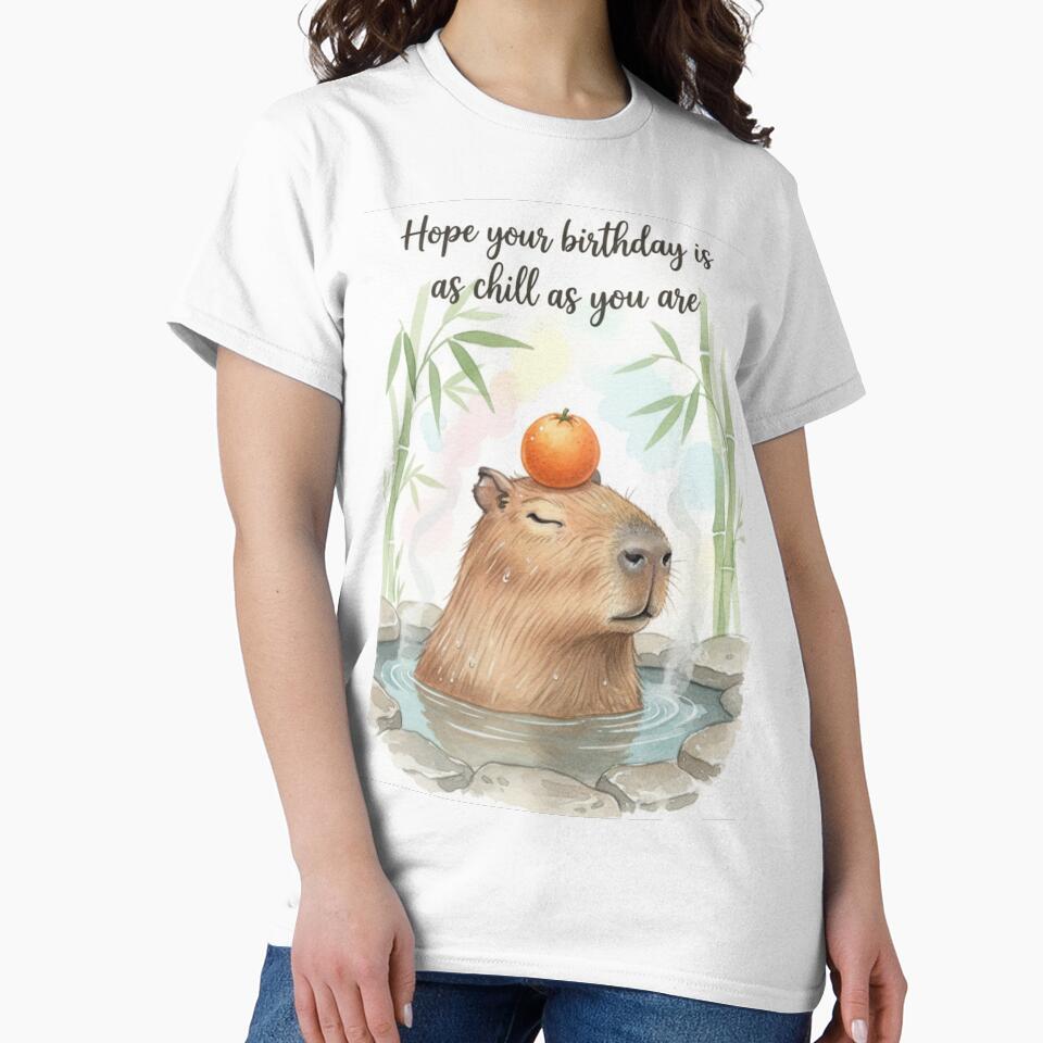 Cute Chill Capybara Hot Spring - Happy Birthday Card by Selloria