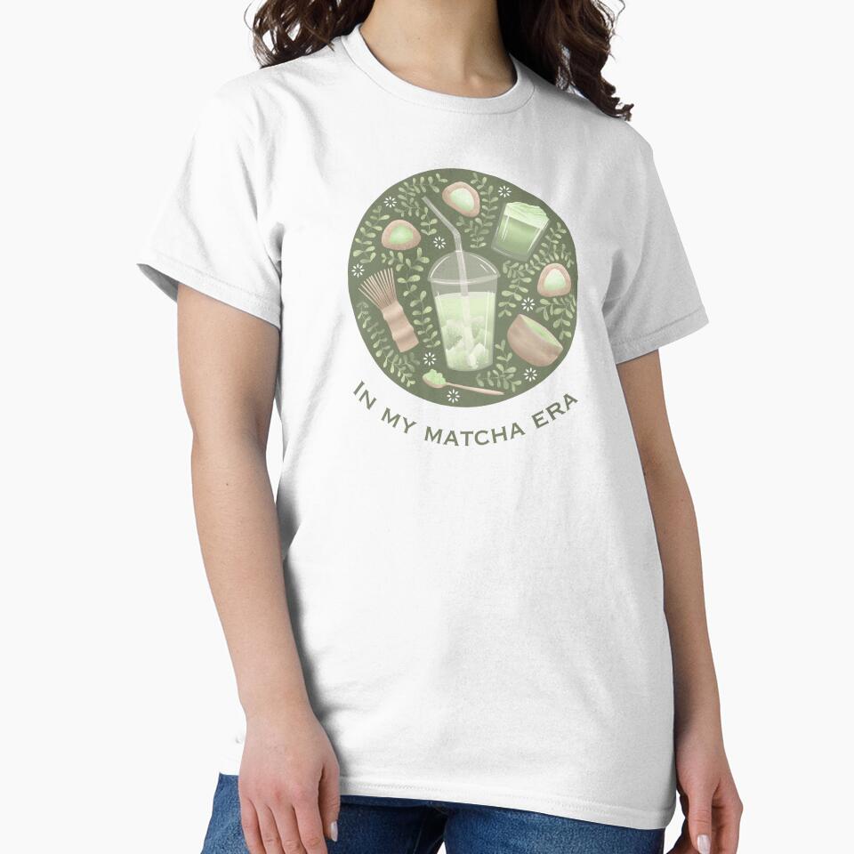 In My Matcha Era Green Tea Aesthetic Illustration | Kawaii Matcha Drinks & Sweets | Cozy Green Café Art for Stationery, Stickers & Gifts by piptompatternco