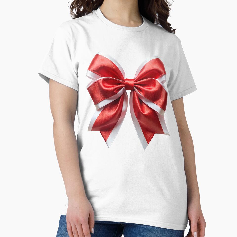 coquette aesthetic red and white satin bow by DuskTillDown