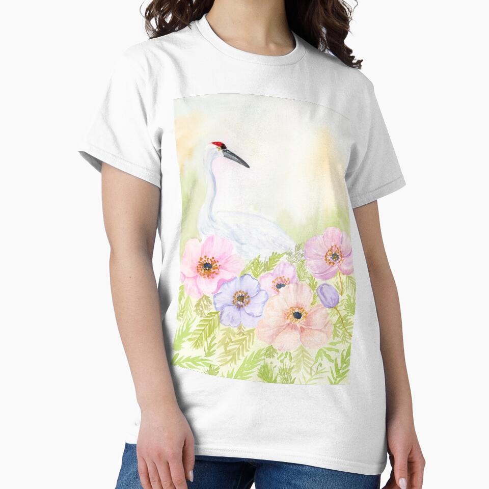 Whooping Crane with Anemones by daphsam