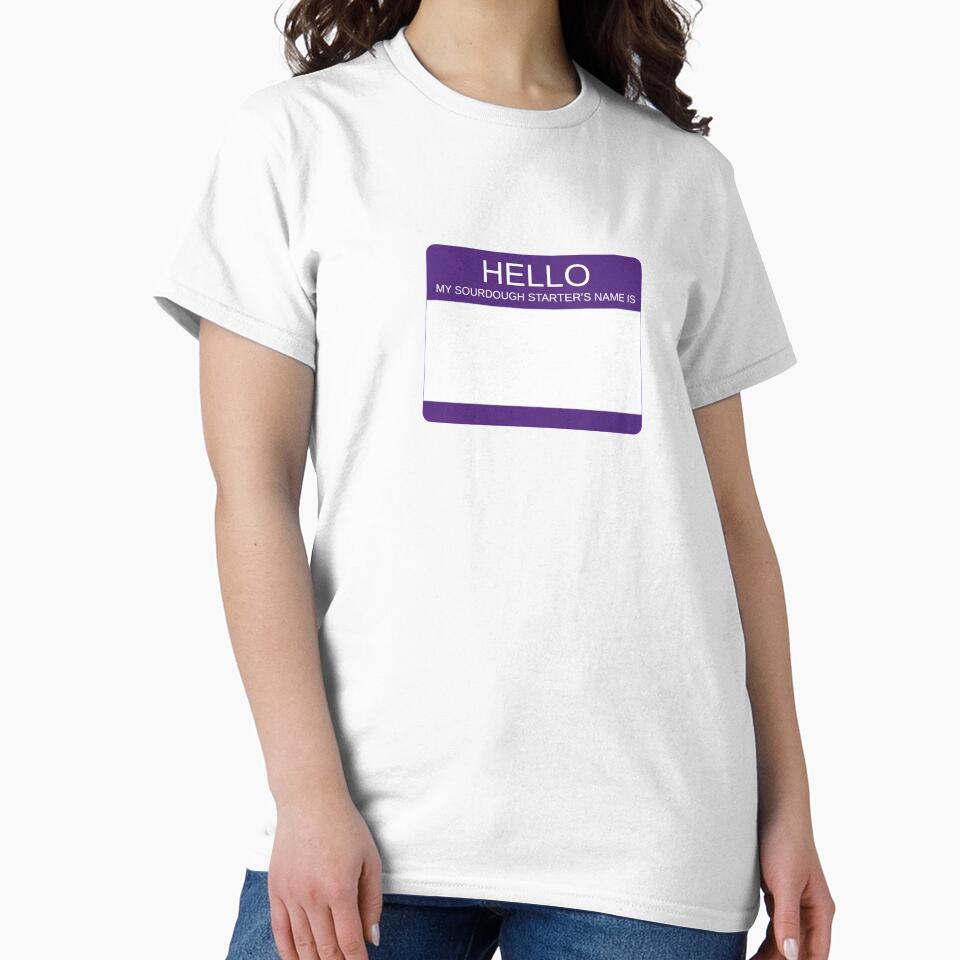 "Hello My Sourdough Starter's Name Is” Funny Sourdough Design (Purple) by goldfishbubble