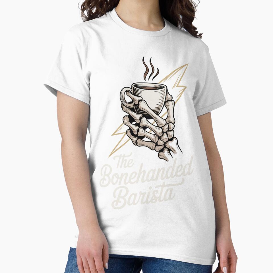 Bonehanded Barista Skeleton Holding Cup Logo - Dark by Bonehanded