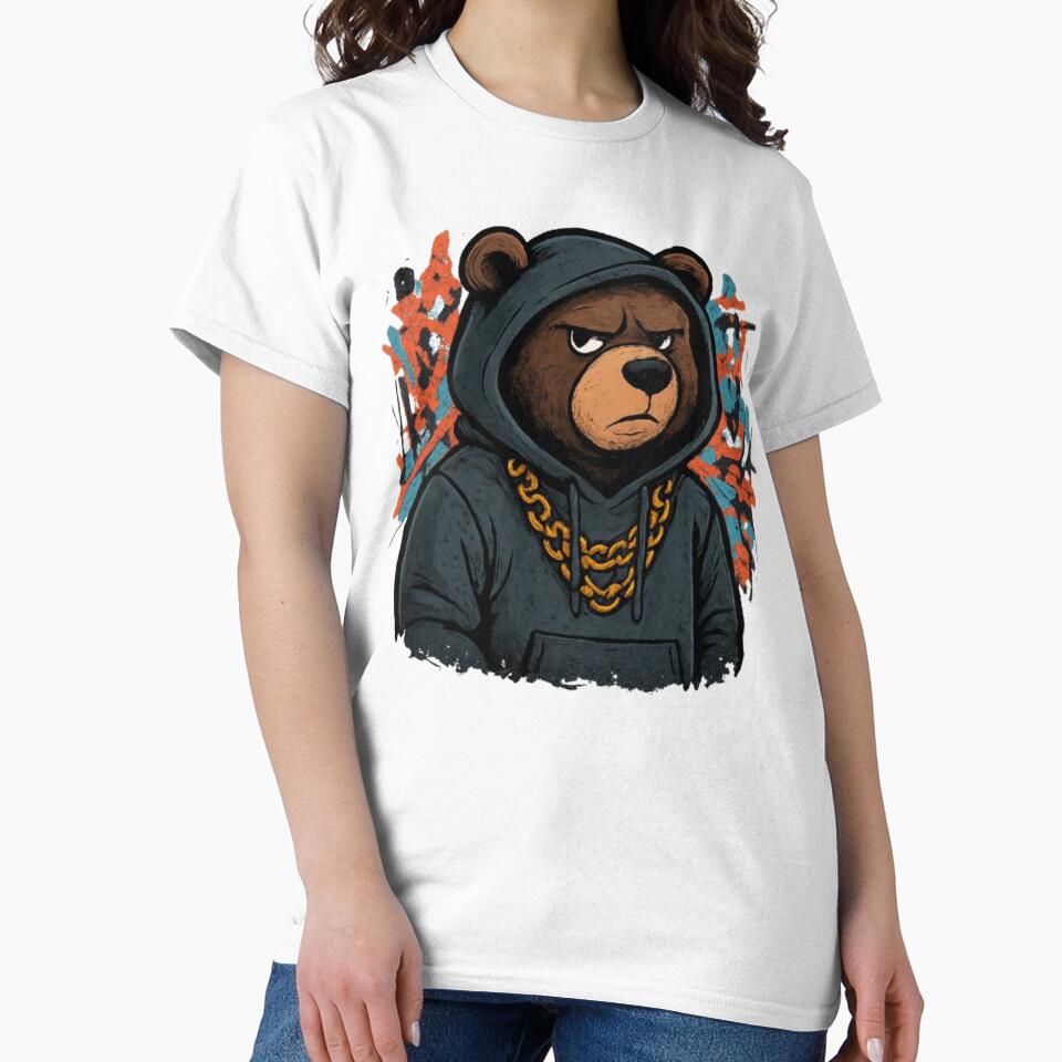 Streetwear Bear in Hoodie & Chains by PixelStyle Studio