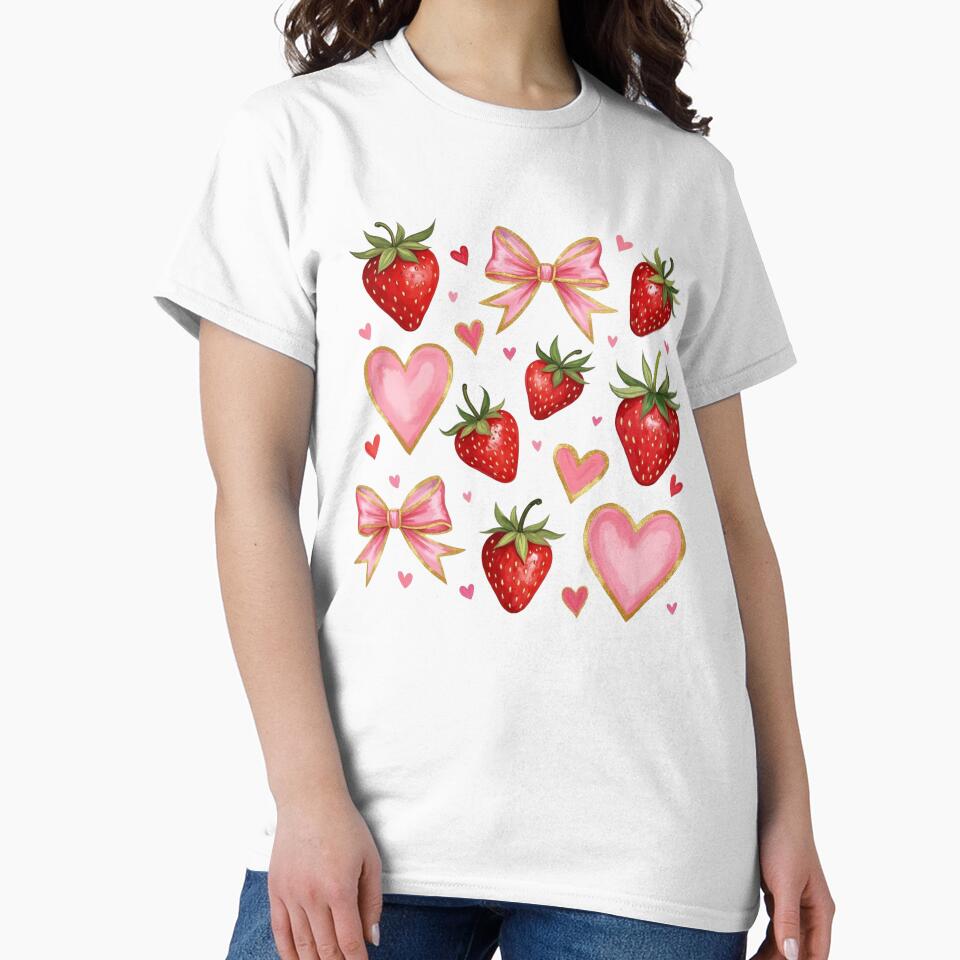Strawberries, coquette bows, pink hearts by Christies  Creations