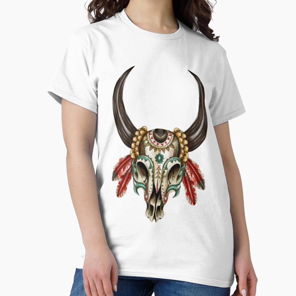 Vintage Aztec Indian West Pattern Bull Skull by RelaxMusic