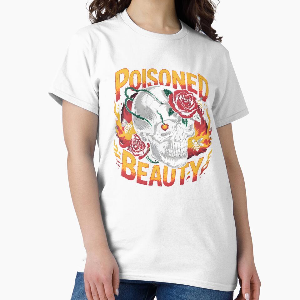 Poisoned Beauty – Dark Aesthetic Floral Skull T-Shirt by T3goods