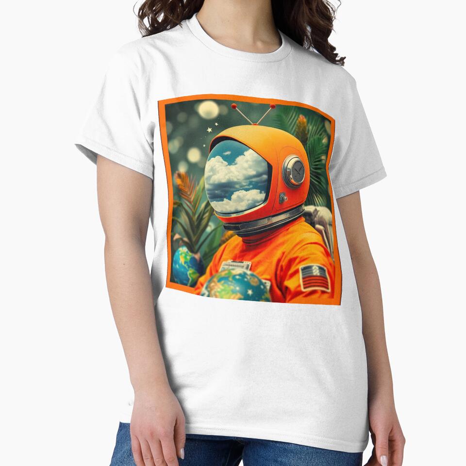 Retro Space TV Astronaut - Vintage Television Helmet Orange Suit Art by Cine8