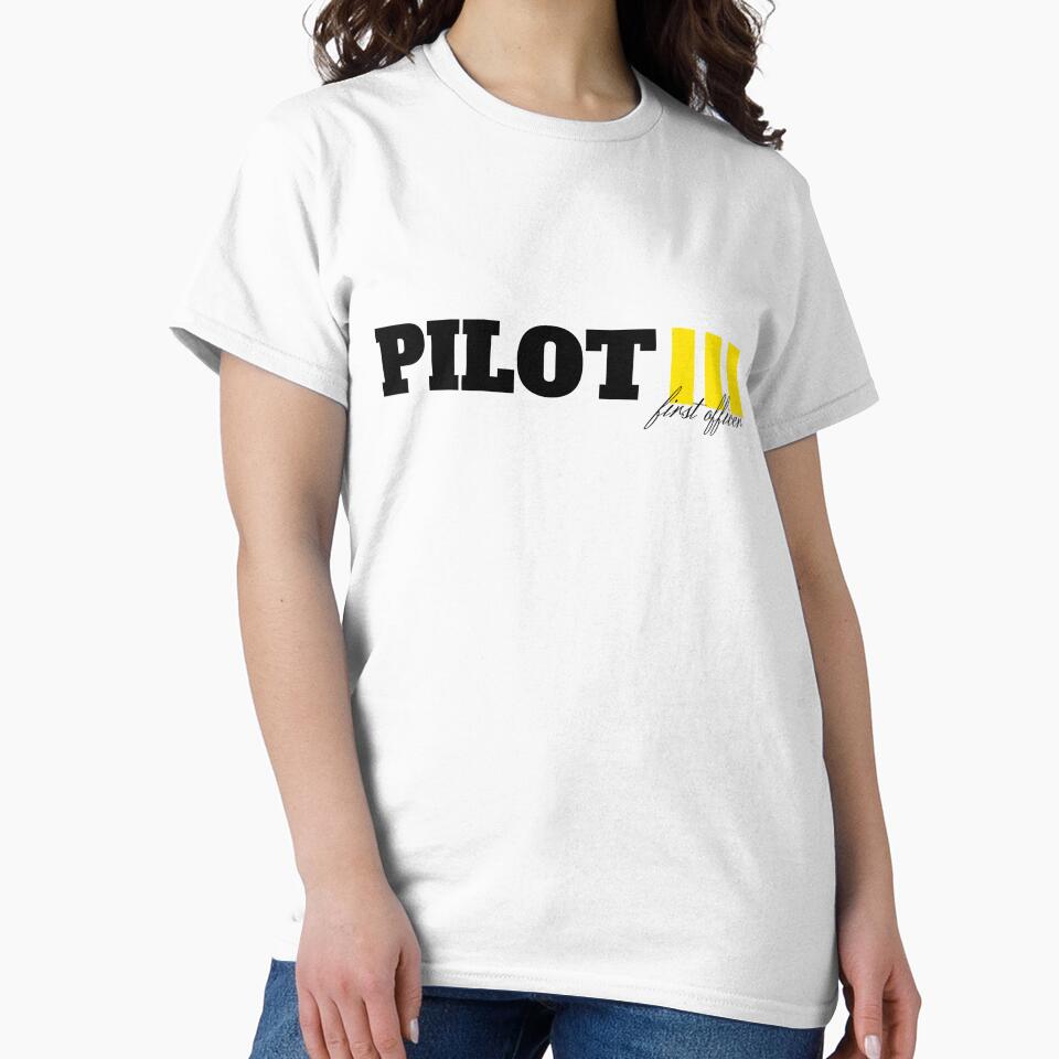 Pilot Co Pilot First Officer with golden stripes sticker shirt and more Flight Crew by AviationArtists