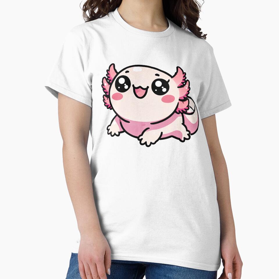 Cute Kawaii Axolotl with Big Sparkling Eyes by RetroPop23