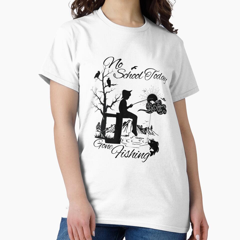 No School Today Gone Fishing Youth Student Angler Art by AXENT Designs
