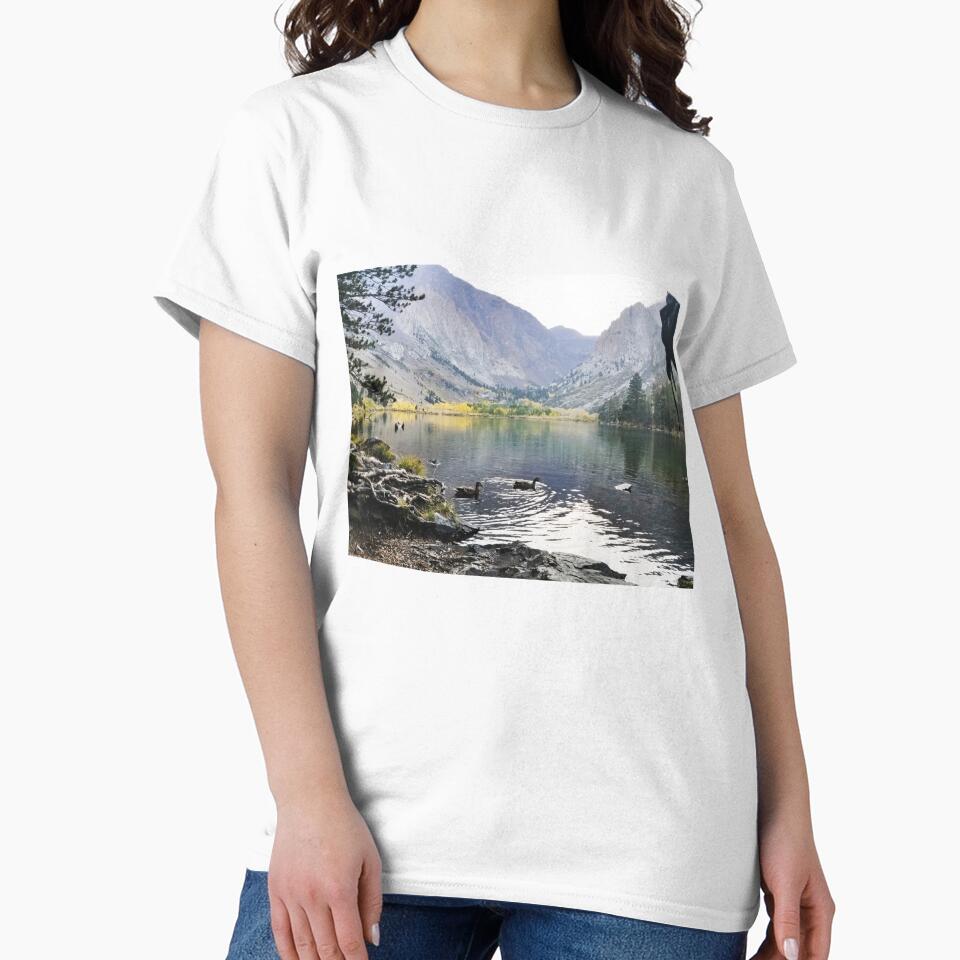 Mammoth Lake Scenery with Mountains and Ducks Floating in the Lake by Ilana Khoshsima
