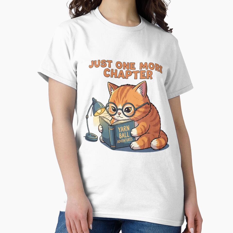 Just One More Chapter Funny Cat Book Lover Shirt by EventDrop