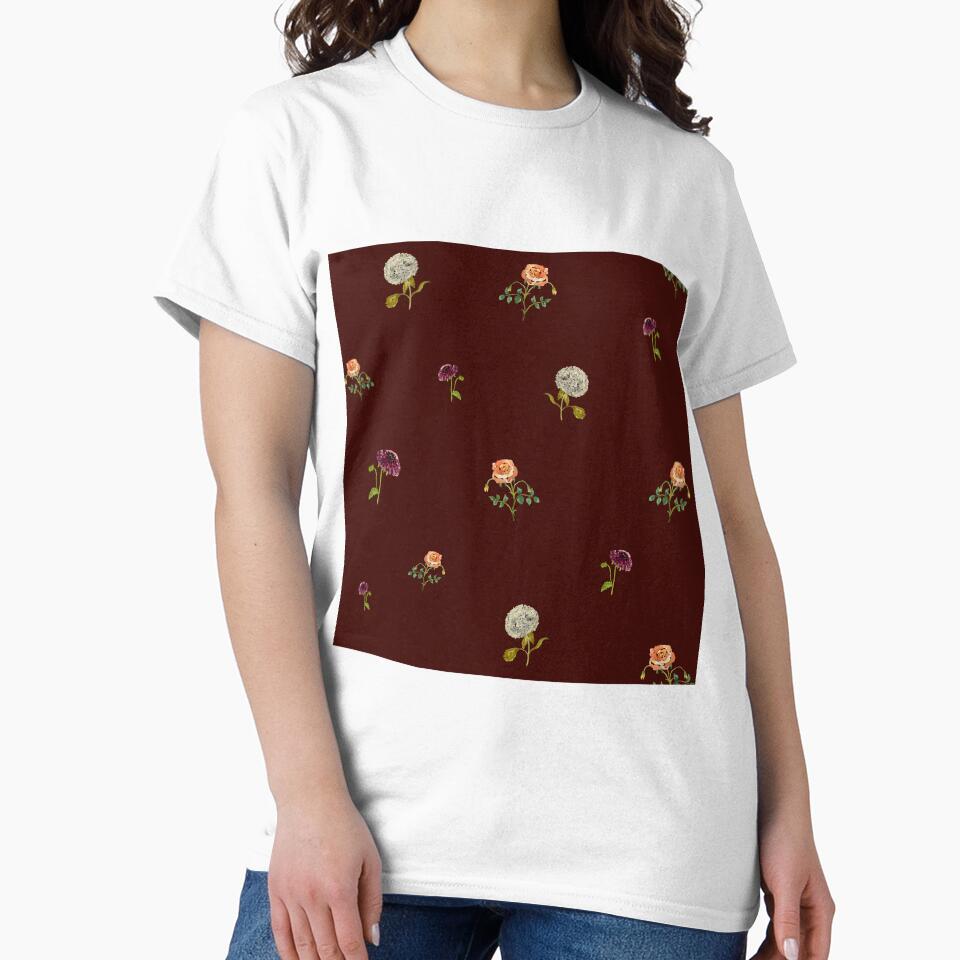 Dahlia hydrangea rose pattern cute a watercolor red by Yana Mustafina | Boho Soulful Designs