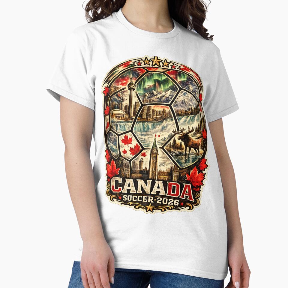 Canada Soccer Shirt - Canadian Landmarks Football Gift for Canada Fans by UrbanPrintVibes