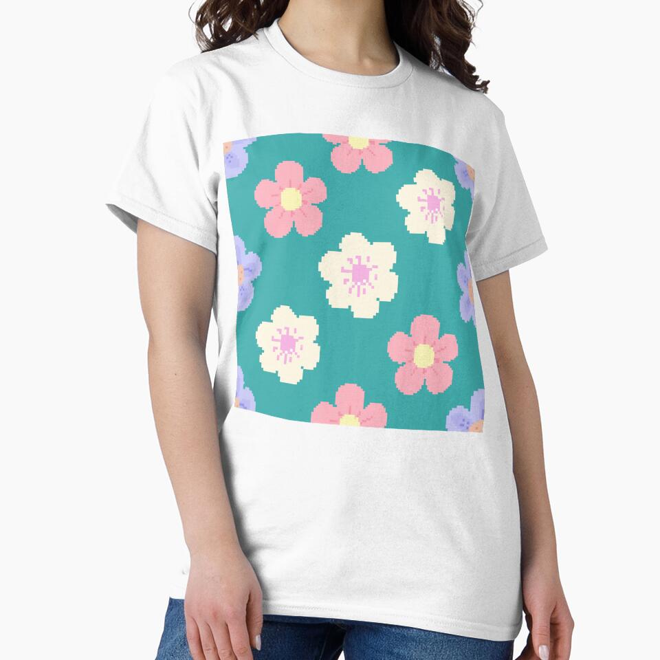 Pastel Pixel Floral Seamless Pattern by HappySunday001