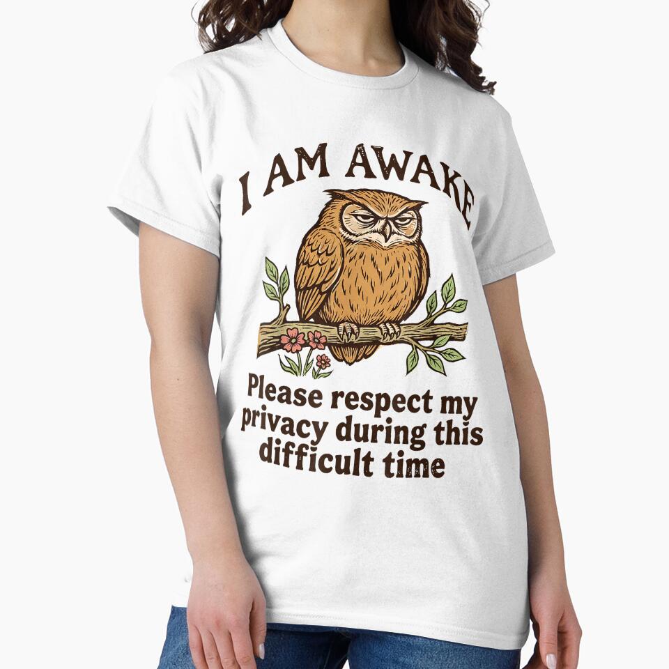 I Am Awake Please Respect My Privacy Funny Grumpy Owl by VioletNance