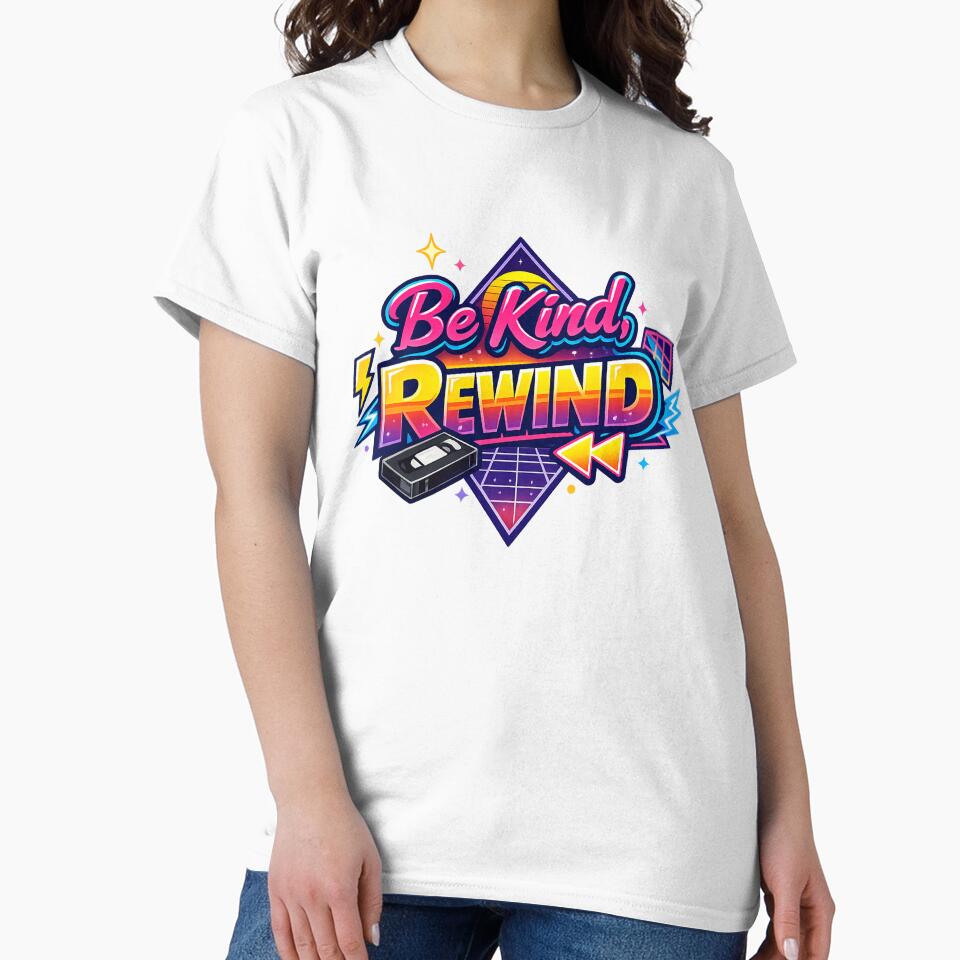Be Kind Rewind – Retro 80s VHS Nostalgia Typography Vintage Aesthetic Design by GarnerSupplyCo
