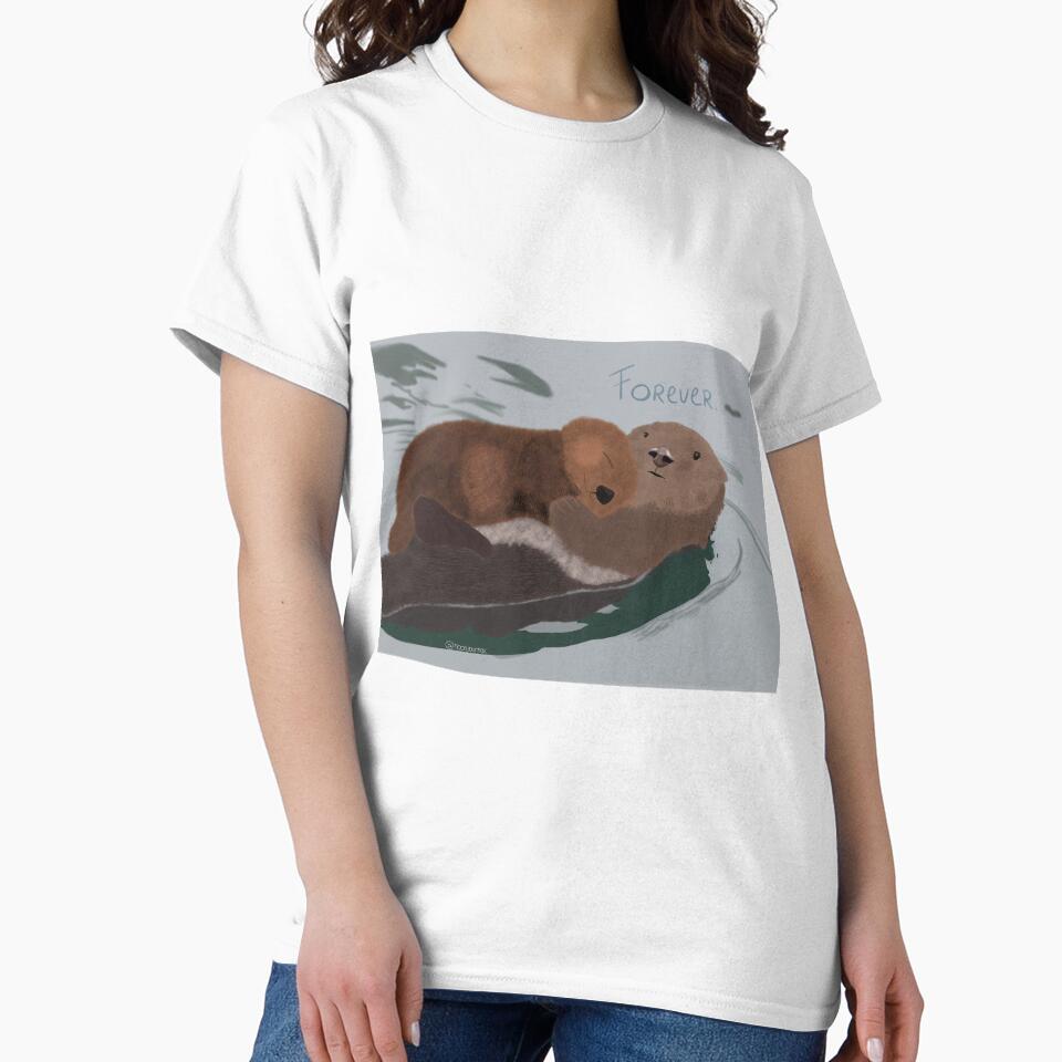 Otters holding hands (full drawing) by noonjournal