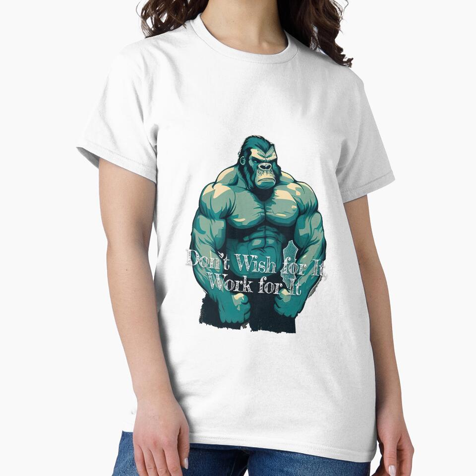 Don't Wish for It, Work for It Bodybuilding Fitness Gym Workout Exercise Merch Print  Design by tengamerx