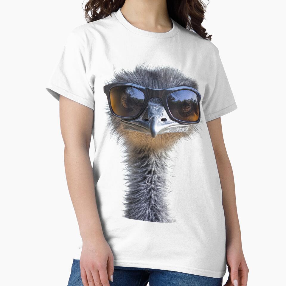 Funny cool Emu Bird wearing sunglasses by LazyOwlStore