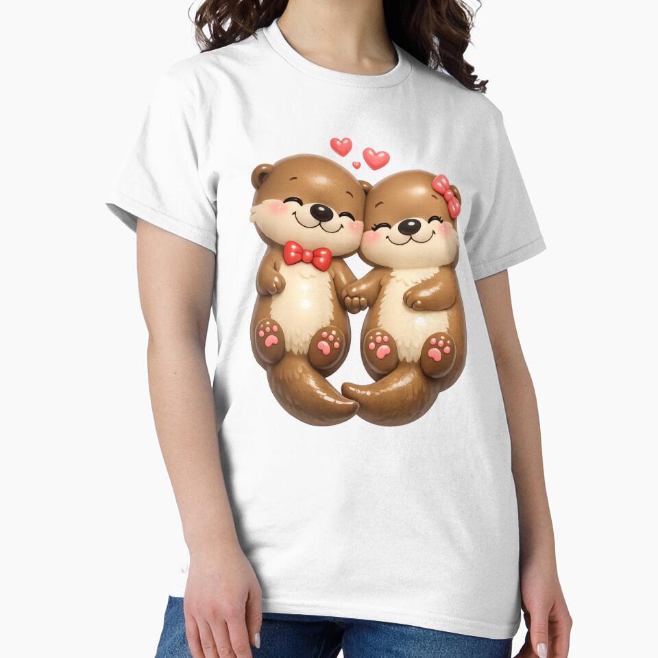 Cute Otter Couple in Love | Kawaii Valentine's Day Art by Moons Studio